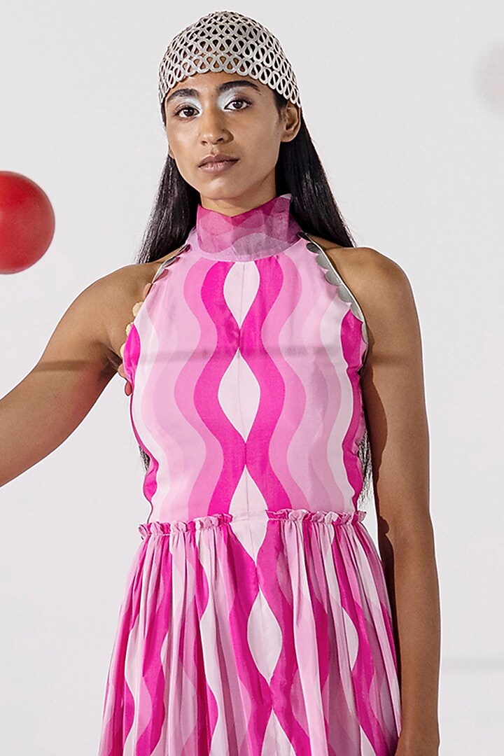 Magenta Printed Tiered Maxi Vacation Dress by Limerick By Abirr N' Nanki at Pernia's Pop Up Shop