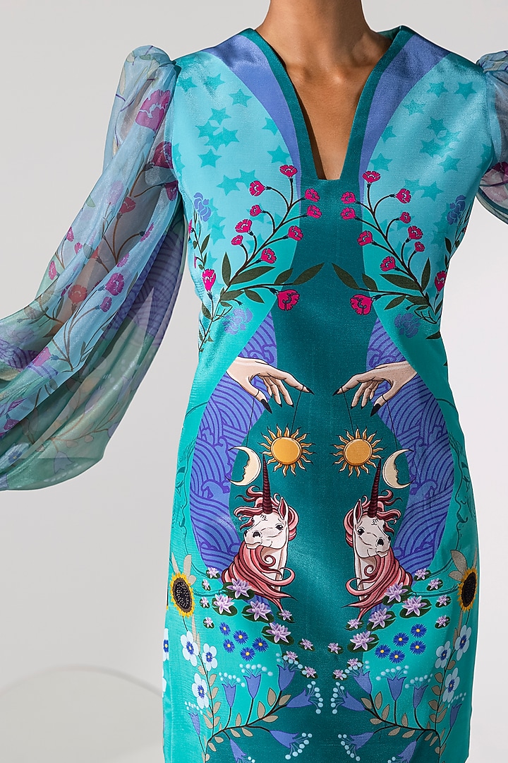 Powder Blue Zodiac Printed Dress Design by Limerick By Abirr N' Nanki at  Pernia's Pop Up Shop 2026