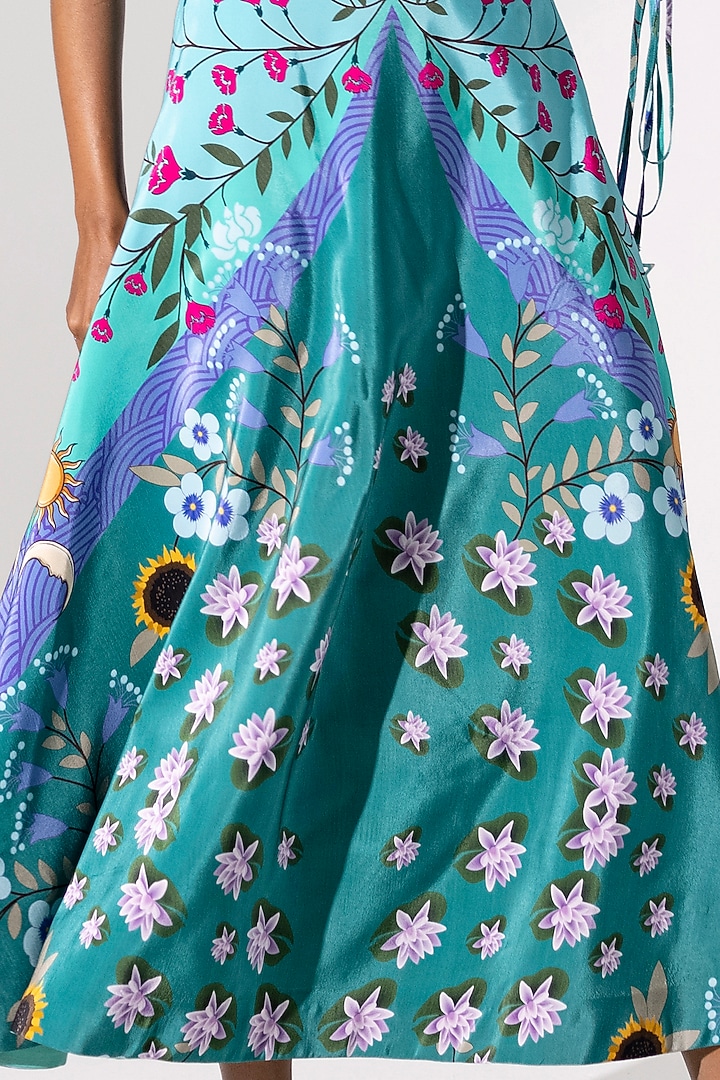 Lake Blue Printed Flared Skirt by Limerick By Abirr N' Nanki at Pernia's Pop Up Shop