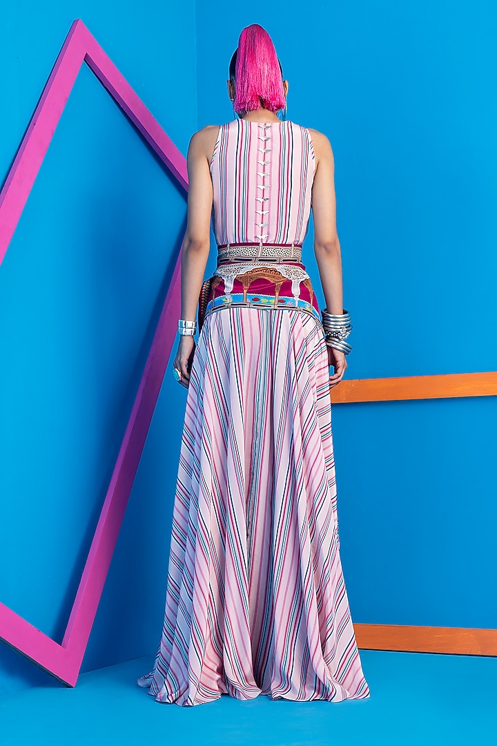 Multi-Colored Crepe Maxi Vacation Dress by Limerick By Abirr N' Nanki at Pernia's Pop Up Shop