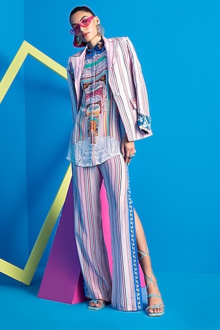 Multi-Colored Crepe Printed Jacket by Limerick By Abirr N' Nanki