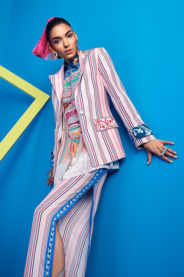 Multi-Colored Crepe Printed Jacket by Limerick By Abirr N' Nanki at Pernia's Pop Up Shop