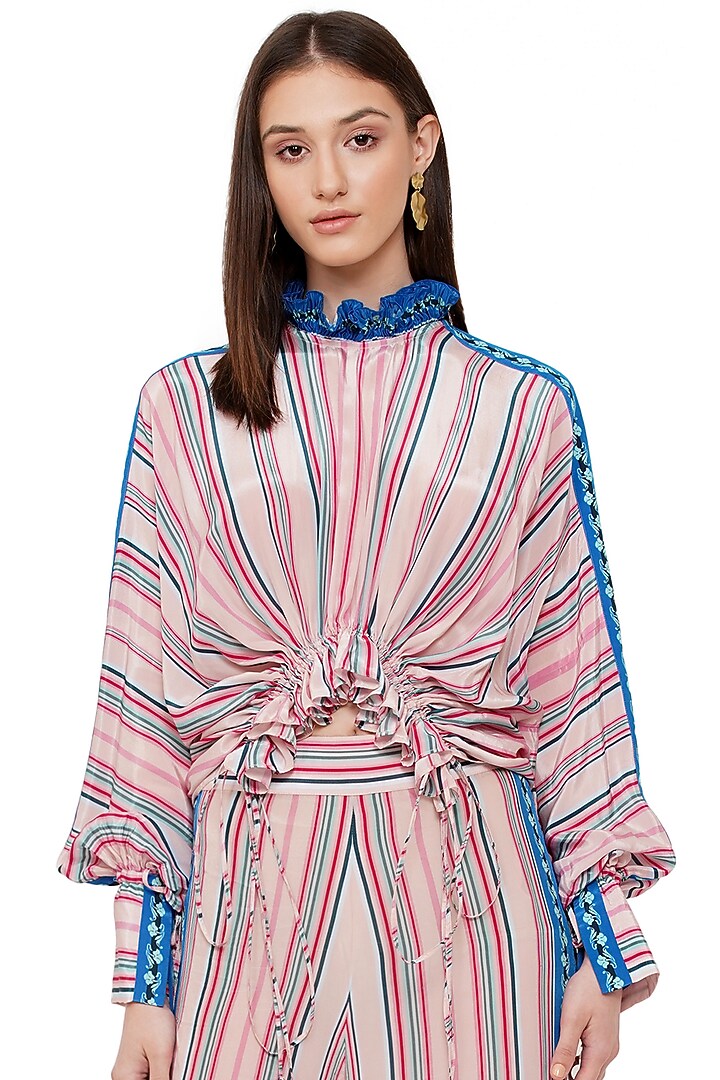 Baby Pink Crepe Printed Top by Limerick By Abirr N' Nanki at Pernia's Pop Up Shop