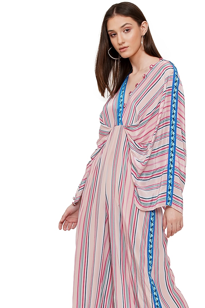 Baby Pink Printed Jumpsuit by Limerick By Abirr N' Nanki at Pernia's Pop Up Shop