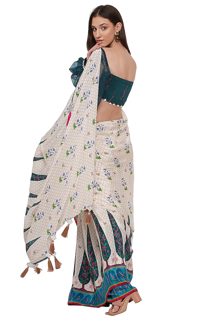 Multi-Coloured Printed Festive Saree by Limerick By Abirr N' Nanki at Pernia's Pop Up Shop