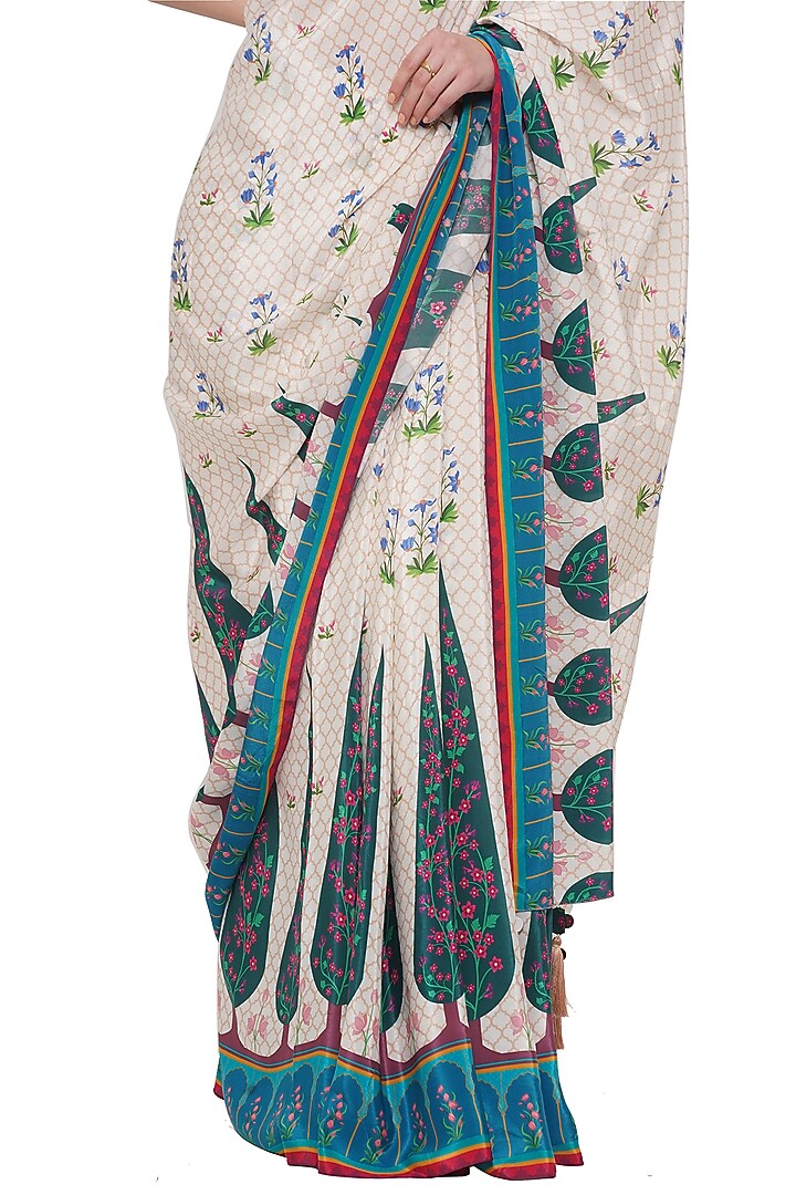 Multi-Coloured Printed Festive Saree by Limerick By Abirr N' Nanki at Pernia's Pop Up Shop