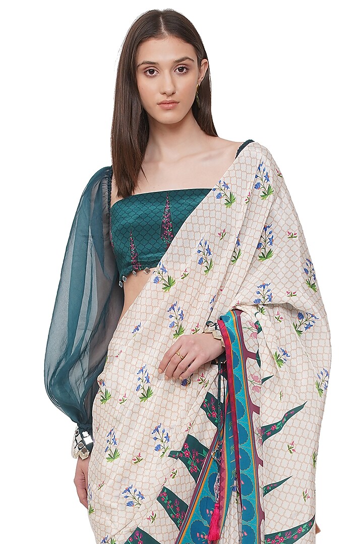 Multi-Coloured Printed Festive Saree by Limerick By Abirr N' Nanki at Pernia's Pop Up Shop