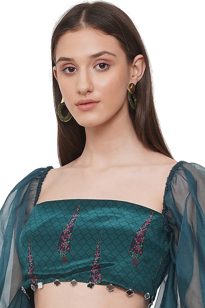Green Embroidered Blouse by Limerick By Abirr N' Nanki at Pernia's Pop Up Shop