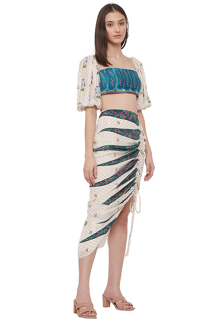 Multi-Coloured Embroidered Crop Top by Limerick By Abirr N' Nanki