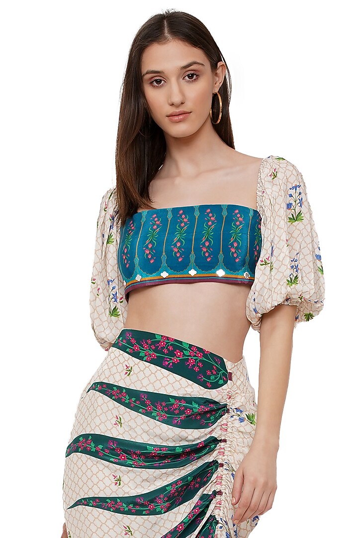 Multi-Coloured Embroidered Crop Top by Limerick By Abirr N' Nanki at Pernia's Pop Up Shop
