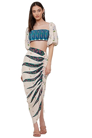 Multi-Coloured Crepe Printed Skirt by Limerick By Abirr N' Nanki
