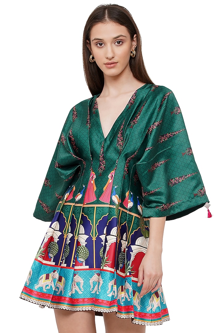 Emerald Printed Draped Summer Dress by Limerick By Abirr N' Nanki at Pernia's Pop Up Shop