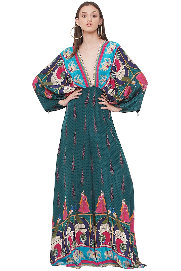 Emerald Printed & Embroidered Jumpsuit by Limerick By Abirr N' Nanki