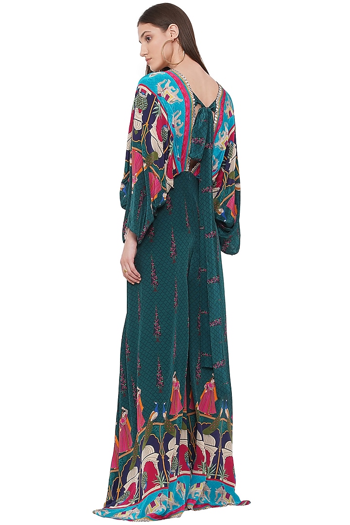 Emerald Printed & Embroidered Jumpsuit by Limerick By Abirr N' Nanki at Pernia's Pop Up Shop