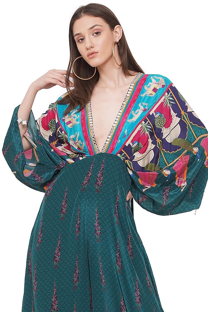 Emerald Printed & Embroidered Jumpsuit by Limerick By Abirr N' Nanki at Pernia's Pop Up Shop