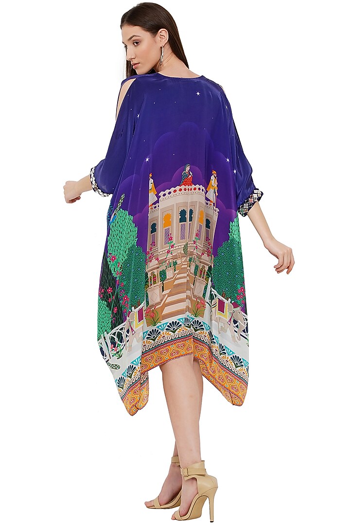 Purple Printed & Embroidered Kaftan Vacation Dress by Limerick By Abirr N' Nanki at Pernia's Pop Up Shop