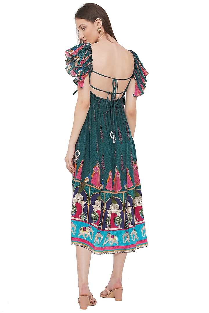 Green Printed Vacation Dress by Limerick By Abirr N' Nanki at Pernia's Pop Up Shop