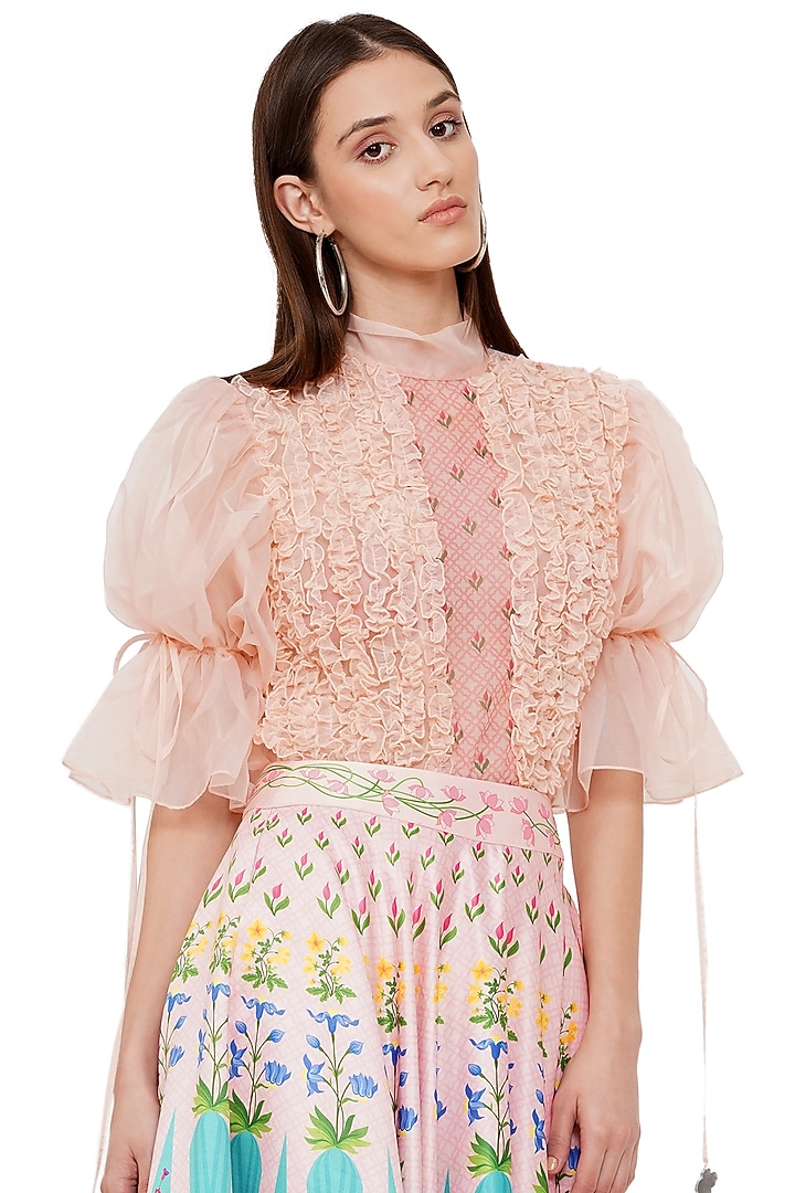 Blush Pink Printed Top by Limerick By Abirr N' Nanki at Pernia's Pop Up Shop