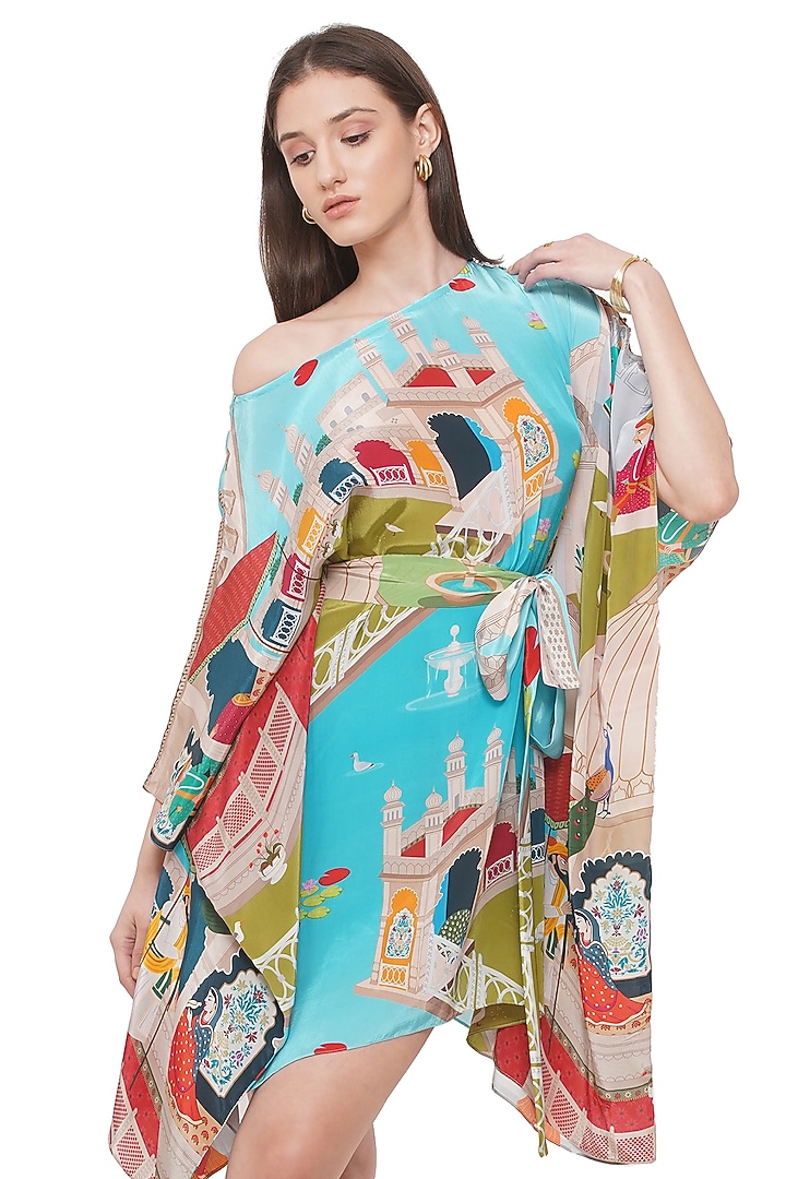 Multi-Colored Printed Kaftan Dress by Limerick By Abirr N' Nanki at Pernia's Pop Up Shop