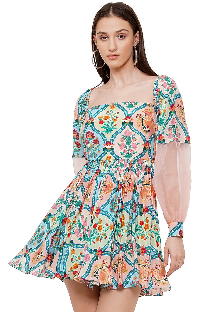 Multi-Colored Crepe Printed Summer Dress by Limerick By Abirr N' Nanki at Pernia's Pop Up Shop