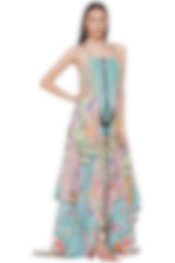 Multi-Colored Embroidered & Printed Maxi Dress by Limerick By Abirr N' Nanki