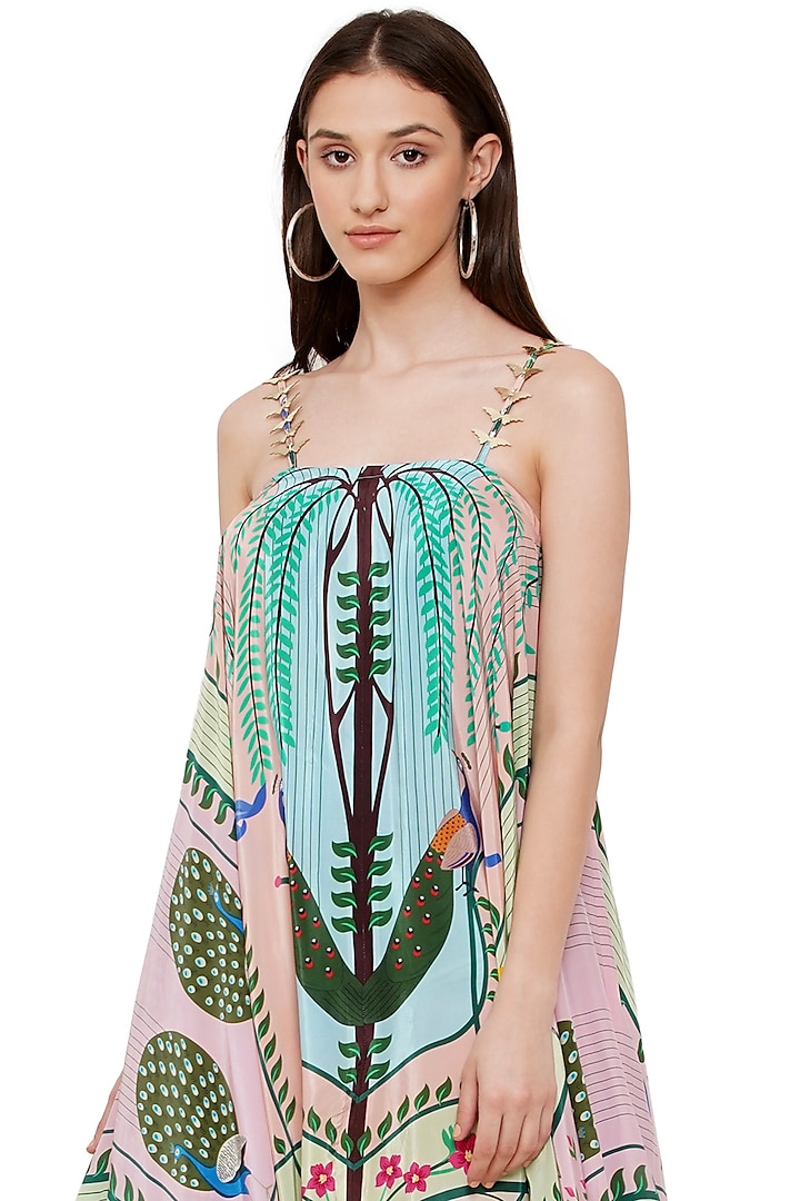 Multi-Colored Embroidered & Printed Maxi Vacation Dress by Limerick By Abirr N' Nanki at Pernia's Pop Up Shop