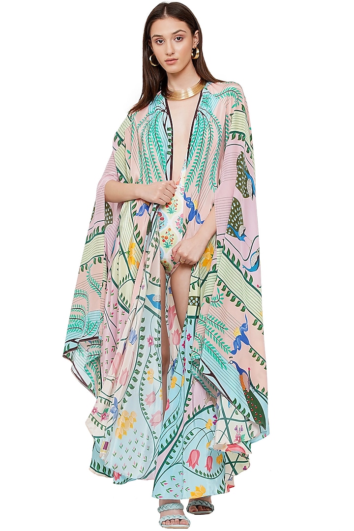 Multi-Colored Printed Cape by Limerick By Abirr N' Nanki