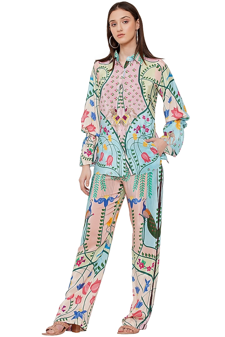 Multi-Colored Crepe Printed Pants by Limerick By Abirr N' Nanki at Pernia's Pop Up Shop