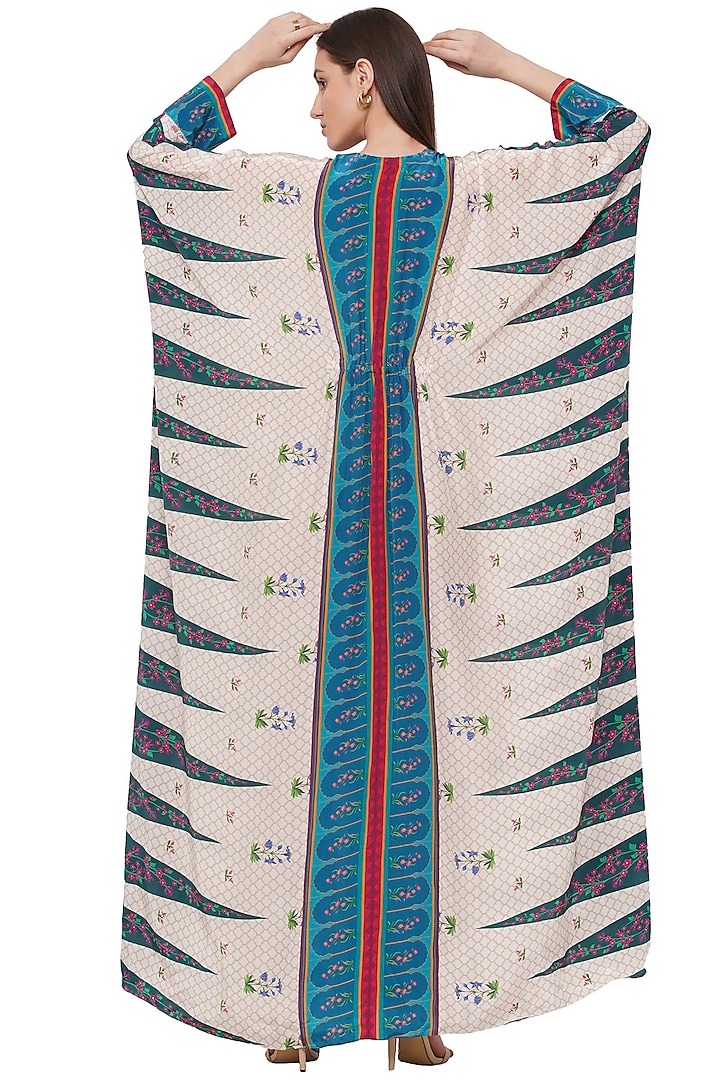 Multi-Colored Crepe Printed Kaftan by Limerick By Abirr N' Nanki at Pernia's Pop Up Shop