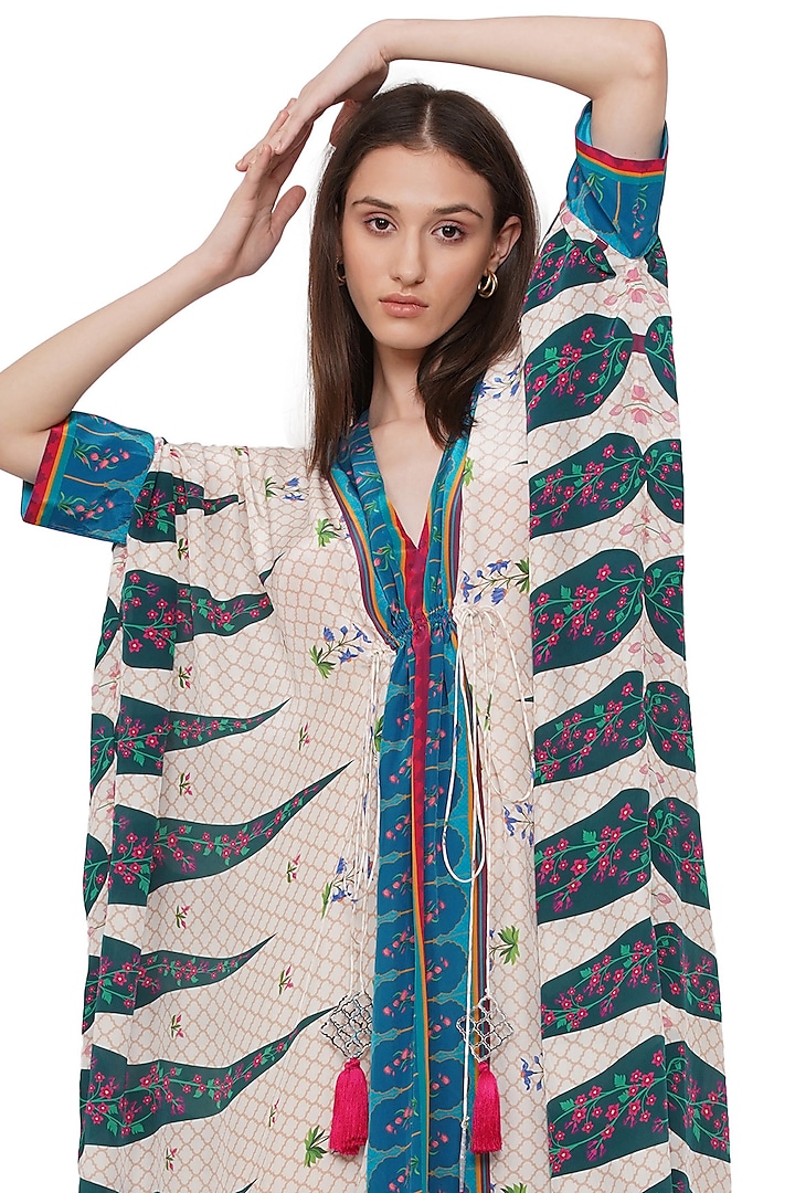 Multi-Colored Crepe Printed Kaftan by Limerick By Abirr N' Nanki at Pernia's Pop Up Shop