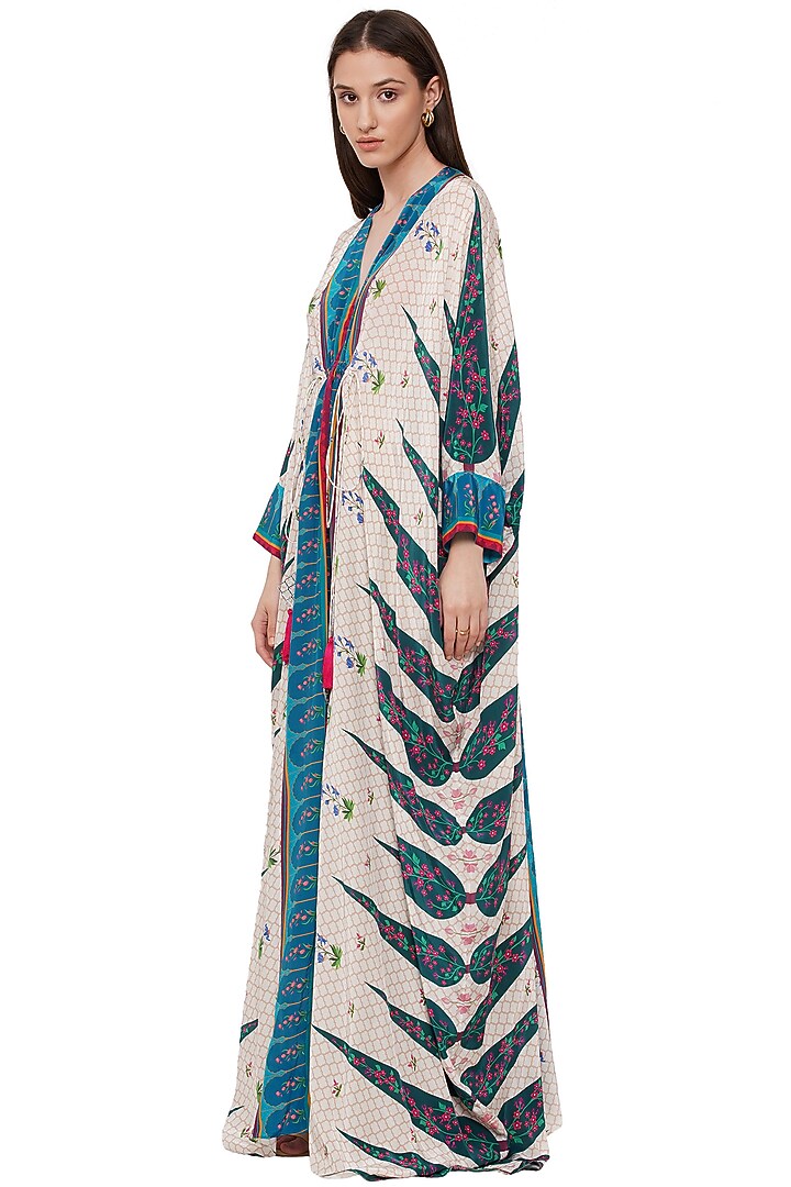 Multi-Colored Crepe Printed Kaftan by Limerick By Abirr N' Nanki at Pernia's Pop Up Shop