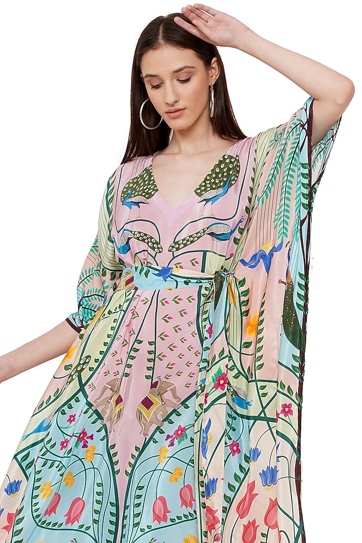 Multi-Colored Kaftan With Print by Limerick By Abirr N' Nanki at Pernia's Pop Up Shop