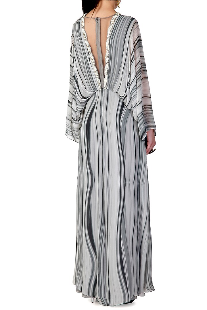 Grey Shaded Embroidered Cape Jumpsuit by Limerick By Abirr N' Nanki at Pernia's Pop Up Shop