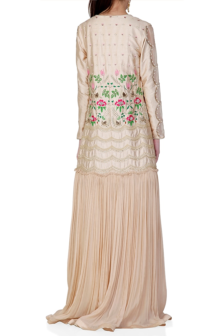 Gold Embroidered Jumpsuit With Jacket by Limerick By Abirr N' Nanki at Pernia's Pop Up Shop