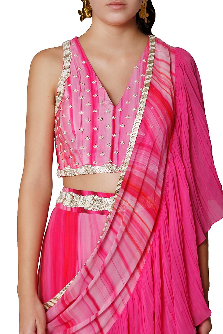 Pink Embroidered Wedding Sharara Set by Limerick By Abirr N' Nanki at Pernia's Pop Up Shop