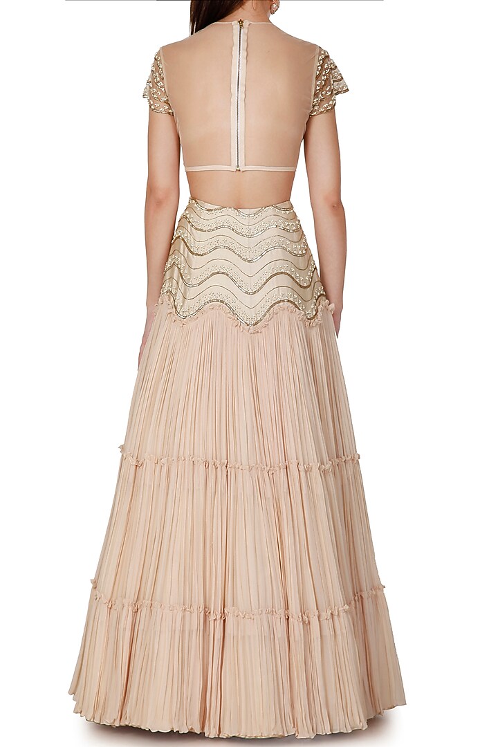 Gold Embroidered Wedding Lehenga Set by Limerick By Abirr N' Nanki at Pernia's Pop Up Shop