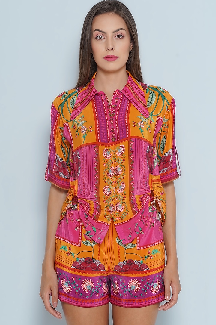 Multi-Colored Crepe Chintz Printed Shirt by Limerick By Abirr N' Nanki at Pernia's Pop Up Shop