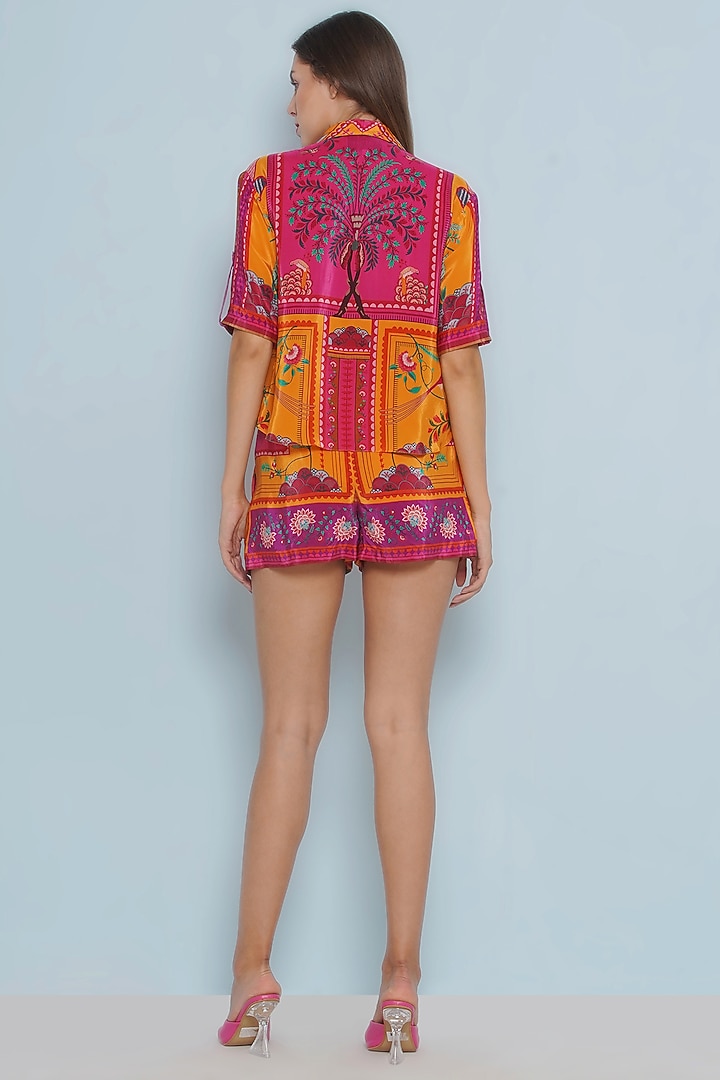 Multi-Colored Crepe Chintz Printed Shirt by Limerick By Abirr N' Nanki at Pernia's Pop Up Shop