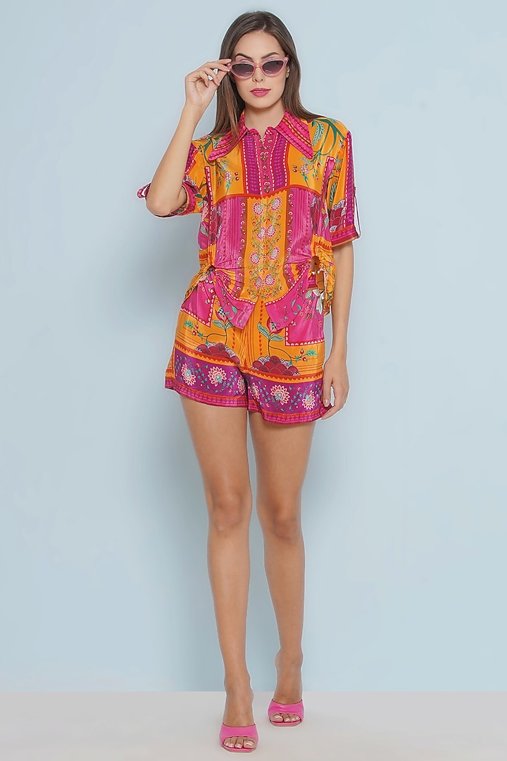 Multi-Colored Crepe Chintz Printed Shirt by Limerick By Abirr N' Nanki at Pernia's Pop Up Shop