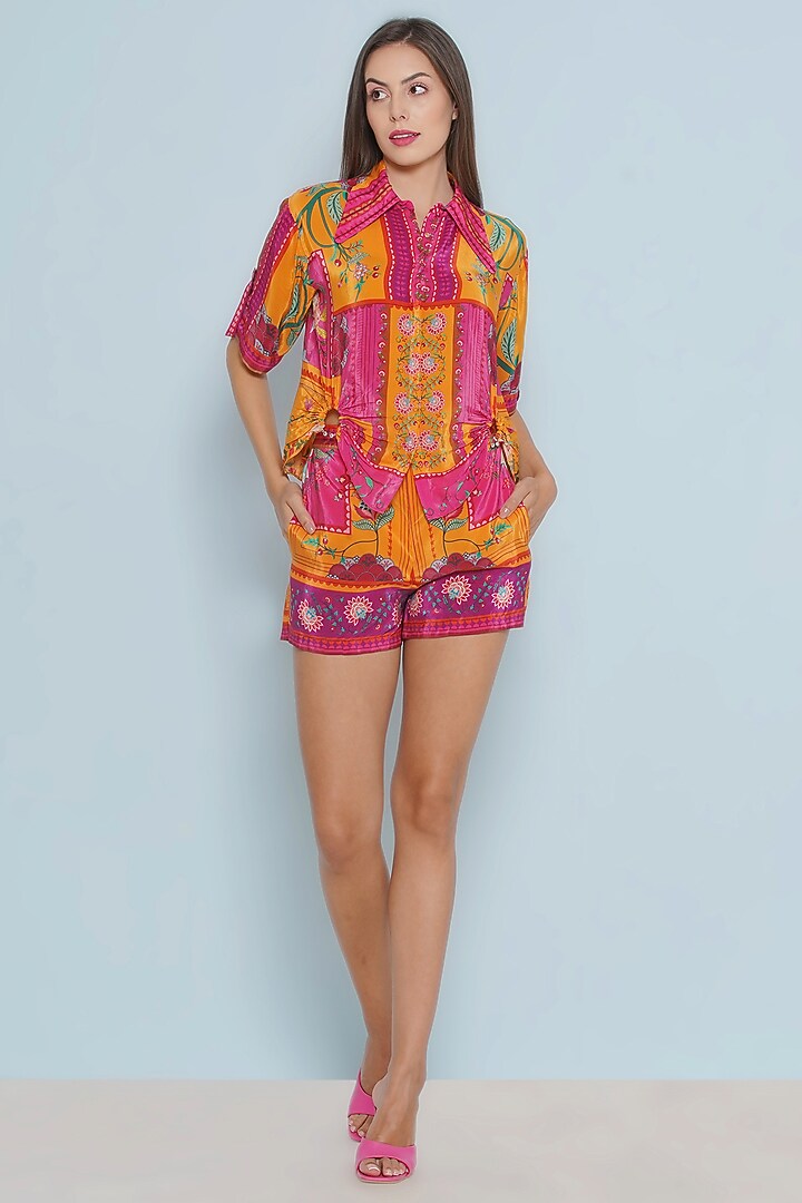 Multi-Colored Crepe Chintz Printed Shirt by Limerick By Abirr N' Nanki at Pernia's Pop Up Shop