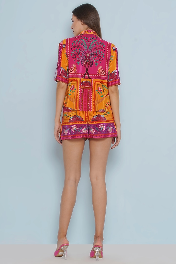 Multi-Colored Crepe Chintz Printed Shorts by Limerick By Abirr N' Nanki at Pernia's Pop Up Shop