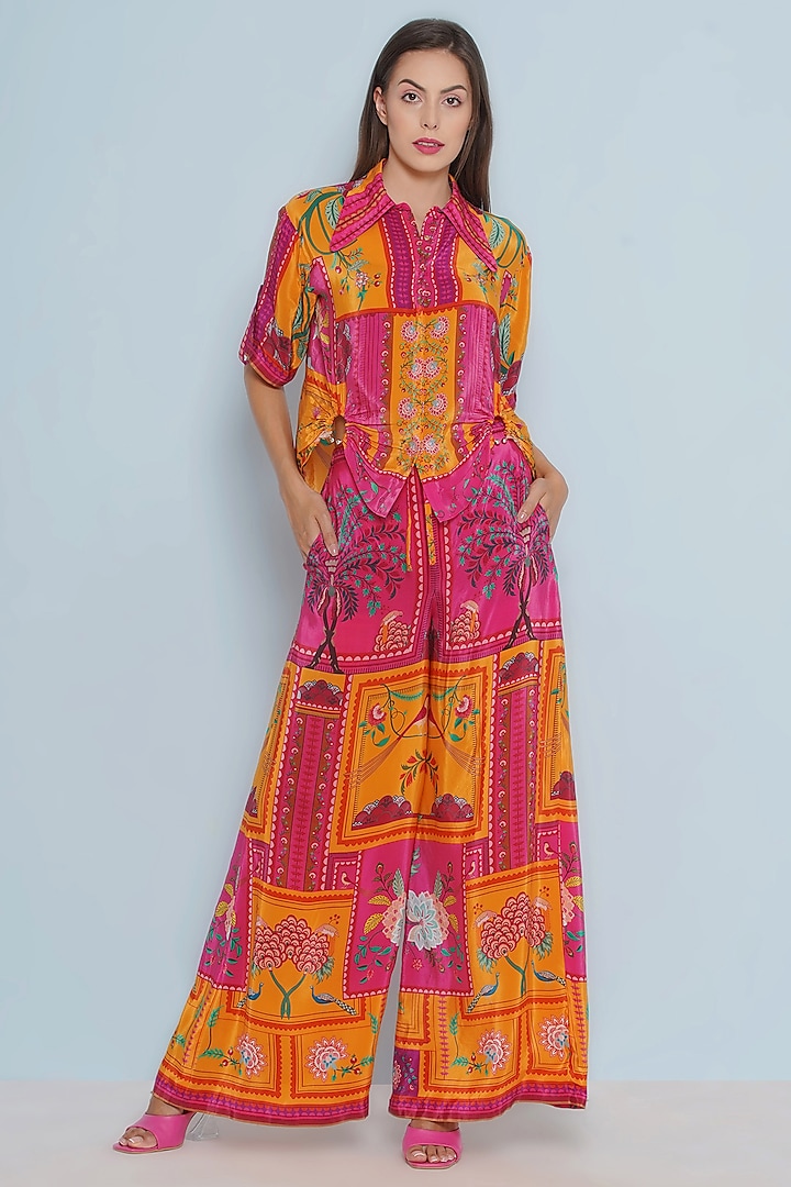 Multi-Colored Crepe Chintz Printed Pants by Limerick By Abirr N' Nanki at Pernia's Pop Up Shop