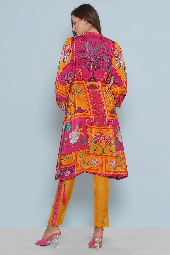 Orange Organza Floral Printed Stripe Pants by Limerick By Abirr N' Nanki at Pernia's Pop Up Shop