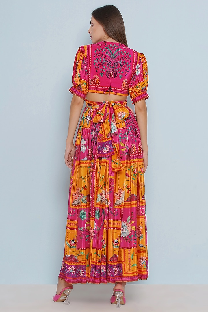 Multi-Colored Crepe Chintz Printed Twisted Knot Vacation Dress by Limerick By Abirr N' Nanki at Pernia's Pop Up Shop