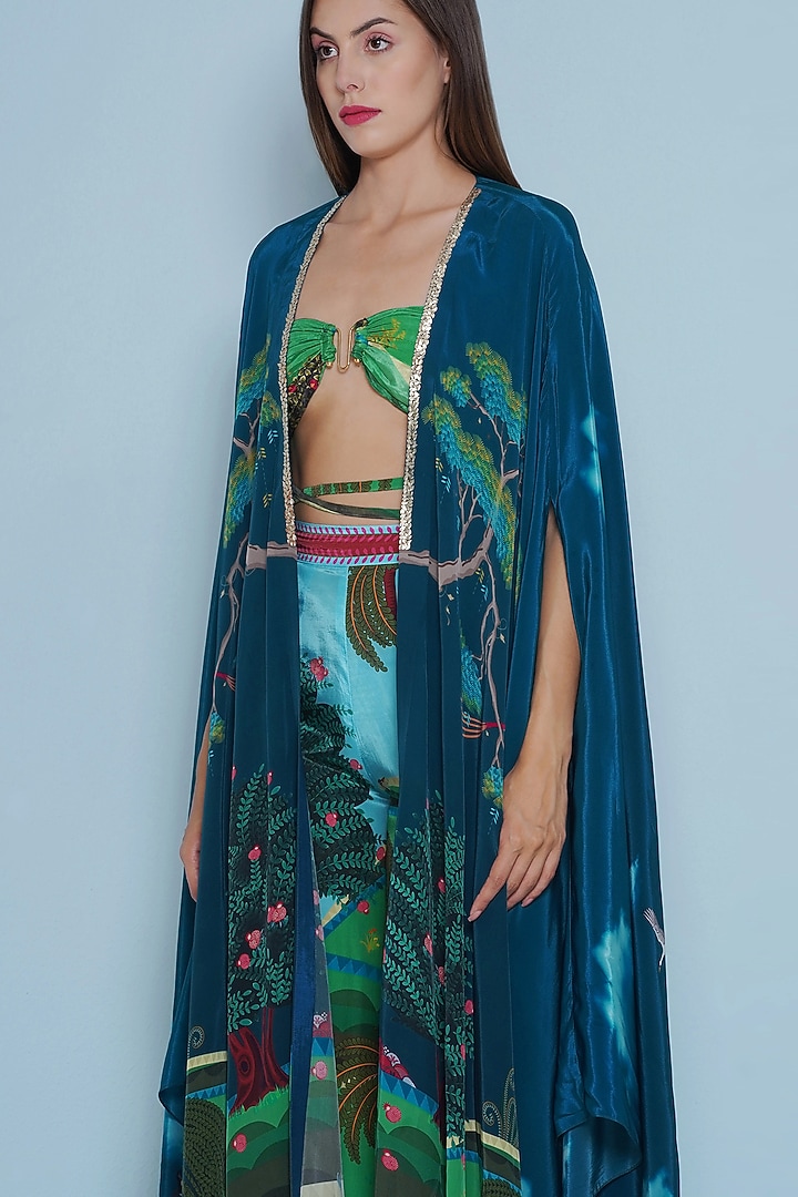 Green Crepe Printed Bustier by Limerick By Abirr N' Nanki at Pernia's Pop Up Shop