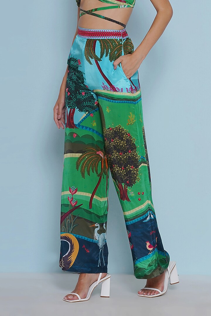 Multi-Colored Crepe Chintz Printed Pants by Limerick By Abirr N' Nanki at Pernia's Pop Up Shop