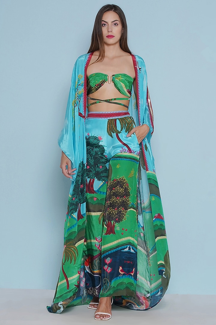 Multi-Colored Crepe Chintz Printed Pants by Limerick By Abirr N' Nanki at Pernia's Pop Up Shop