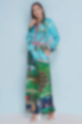 Multi-Colored Crepe Placement Printed Shirt by Limerick By Abirr N' Nanki at Pernia's Pop Up Shop