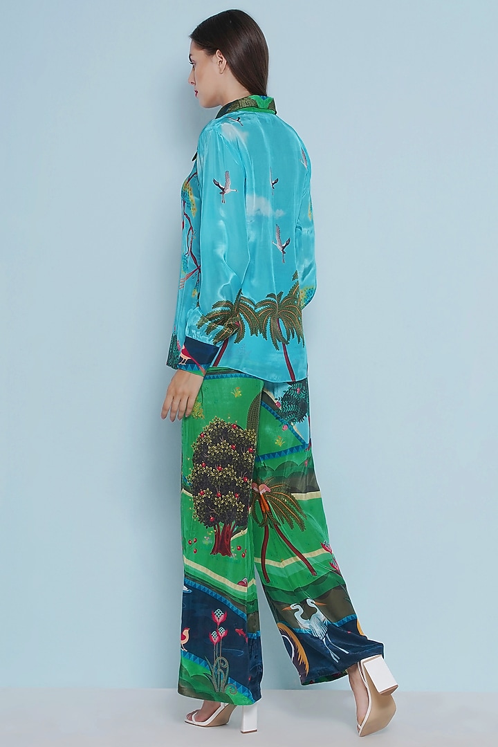 Multi-Colored Crepe Placement Printed Shirt by Limerick By Abirr N' Nanki at Pernia's Pop Up Shop