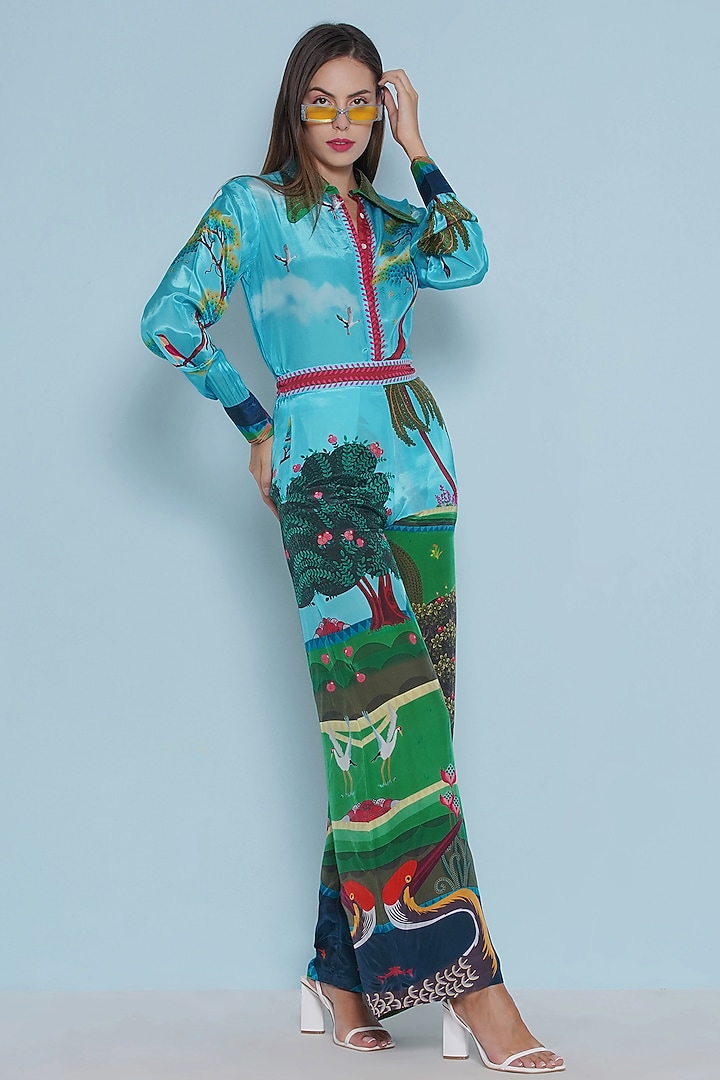 Multi-Colored Crepe Placement Printed Shirt by Limerick By Abirr N' Nanki at Pernia's Pop Up Shop